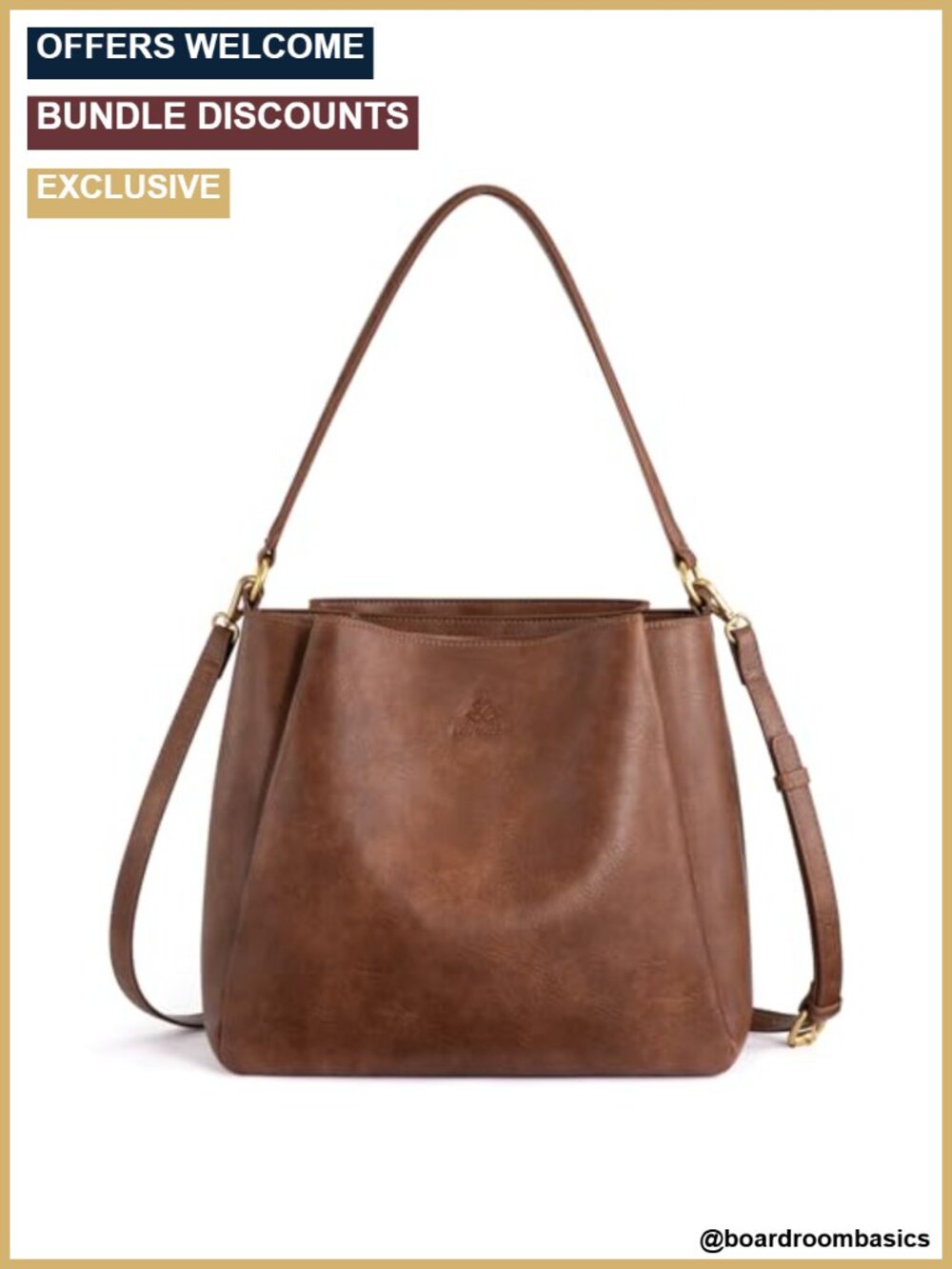Hobo Bag Vegan Leather Triple Compartment Crossbody Shoulder Purse